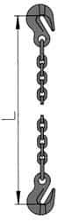 Pewag - 5' Long, 17,900 Lb Basket Capacity, 17,900 Lb Vertical Capacity, 1 Ply, Alloy Steel Web Sling - 17,900 Lb Choker Capacity, SGG Chain Sling, 1/2" Diam Chain, Blue, with 1 Grab Hook on Each End - Exact Tool & Supply