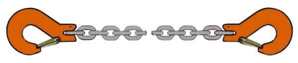 Pewag - 10' Long x 10" Wide, 2,700 Lb Basket Capacity, 2,700 Lb Vertical Capacity, Alloy Steel Web Sling - SSS Chain Sling, 7/32" Diam Chain, Self-Colored, with 2 Sling Hooks - Exact Tool & Supply