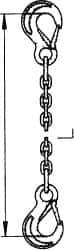 Pewag - 5' Long, 11,000 Lb Basket Capacity, 11,000 Lb Vertical Capacity, Stainless Steel Web Sling - SSS Chain Sling, 5/8" Diam Chain, Bright Polish, with 2 Sling Hooks - Exact Tool & Supply