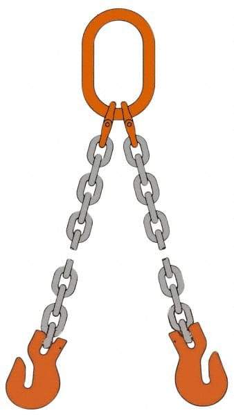 Pewag - 10' Long x 10" Wide, 15,200 Lb Basket Capacity, 15,200 Lb Vertical Capacity, Alloy Steel Web Sling - DOG Chain Sling, 3/8" Diam Chain, Self-Colored, with 2 Grab Hooks & Master Link - Exact Tool & Supply