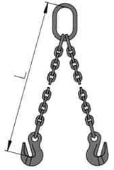 Pewag - 10' Long x 10" Wide, 7,500 Lb Basket Capacity, 7,500 Lb Vertical Capacity, Alloy Steel Web Sling - DOG Chain Sling, 9/32" Diam Chain, Self-Colored, with 2 Grab Hooks & Master Link - Exact Tool & Supply