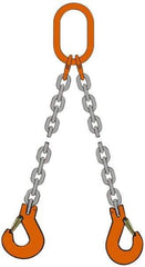 Pewag - 10' Long, 6,100 Lb Basket Capacity, 6,100 Lb Vertical Capacity, Alloy Steel Web Sling - DOS Chain Sling, 9/32" Diam Chain, Silver (Color), with 2 Sling Hooks & Master Link - Exact Tool & Supply