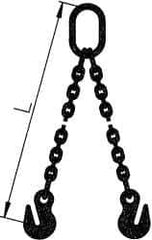 Pewag - 5' Long, 12,100 Lb Basket Capacity, 12,100 Lb Vertical Capacity, Stainless Steel Web Sling - DOS Chain Sling, 1/2" Diam Chain, Bright Polish, with 2 Sling Hooks & Master Link - Exact Tool & Supply
