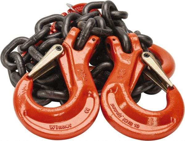 Pewag - 5' Long x 10" Wide, 26,000 Lb Basket Capacity, 26,000 Lb Vertical Capacity, Alloy Steel Web Sling - DOS Chain Sling, 1/2" Diam Chain, Self-Colored, with 2 Sling Hooks & Master Link - Exact Tool & Supply