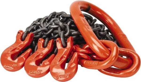 Pewag - 5' Long x 10" Wide, 7,000 Lb Basket Capacity, 7,000 Lb Vertical Capacity, Alloy Steel Web Sling - TOG Chain Sling, 7/32" Diam Chain, Self-Colored, with 3 Grab Hooks & Master Link - Exact Tool & Supply