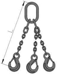Pewag - 5' Long, 2,900 Lb Basket Capacity, 2,900 Lb Vertical Capacity, Stainless Steel Web Sling - TOS Chain Sling, 7/32" Diam Chain, Bright Polish, with 3 Sling Hooks & Master Link - Exact Tool & Supply