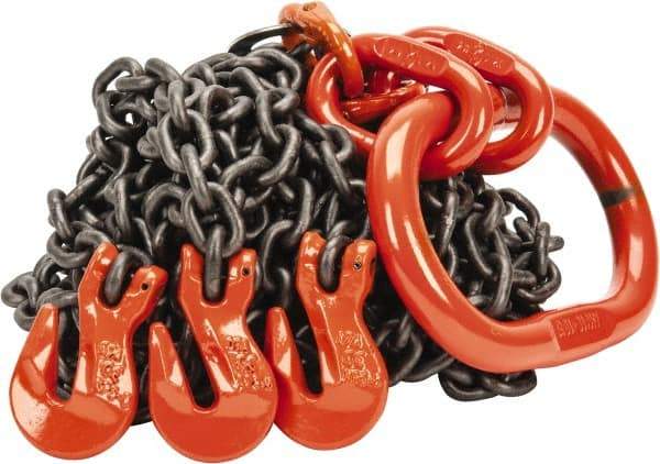 Pewag - 10' Long x 10" Wide, 7,000 Lb Basket Capacity, 7,000 Lb Vertical Capacity, Alloy Steel Web Sling - TOG Chain Sling, 7/32" Diam Chain, Self-Colored, with 3 Grab Hooks & Master Link - Exact Tool & Supply