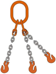 Pewag - 5' Long x 10" Wide, 22,800 Lb Basket Capacity, 22,800 Lb Vertical Capacity, Alloy Steel Web Sling - TOS Chain Sling, 3/8" Diam Chain, Self-Colored, with 3 Sling Hooks & Master Link - Exact Tool & Supply