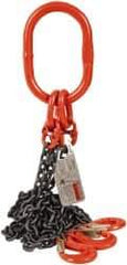 Pewag - 5' Long x 10" Wide, 7,000 Lb Basket Capacity, 7,000 Lb Vertical Capacity, Alloy Steel Web Sling - TOS Chain Sling, 7/32" Diam Chain, Self-Colored, with 3 Sling Hooks & Master Link - Exact Tool & Supply