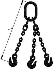 Pewag - 10' Long x 10" Wide, 39,000 Lb Basket Capacity, 39,000 Lb Vertical Capacity, Alloy Steel Web Sling - TOG Chain Sling, 1/2" Diam Chain, Self-Colored, with 3 Grab Hooks & Master Link - Exact Tool & Supply