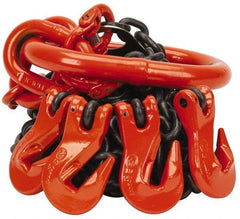 Pewag - 5' Long x 10" Wide, 11,200 Lb Basket Capacity, 11,200 Lb Vertical Capacity, Alloy Steel Web Sling - QOG Chain Sling, 9/32" Diam Chain, Self-Colored, with 4 Grab Hooks & Master Link - Exact Tool & Supply
