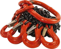 Pewag - 5' Long x 10" Wide, 7,000 Lb Basket Capacity, 7,000 Lb Vertical Capacity, Alloy Steel Web Sling - QOS Chain Sling, 7/32" Diam Chain, Self-Colored, with 4 Sling Hooks & Master Link - Exact Tool & Supply