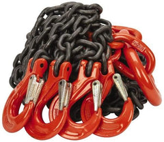 Pewag - 10' Long x 10" Wide, 22,800 Lb Basket Capacity, 22,800 Lb Vertical Capacity, Alloy Steel Web Sling - QOS Chain Sling, 3/8" Diam Chain, Self-Colored, with 4 Sling Hooks & Master Link - Exact Tool & Supply