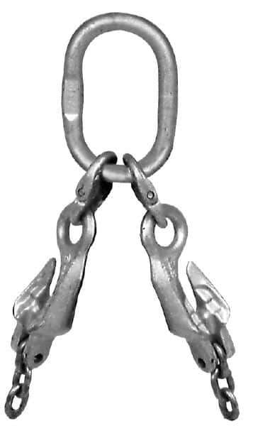 Pewag - 5' Long x 10" Wide, 8,800 Lb Basket Capacity, 8,800 Lb Vertical Capacity, Alloy Steel Web Sling - SOG Chain Sling, 3/8" Diam Chain, Self-Colored, with Grab Hook, Master Link & Shortening Hook - Exact Tool & Supply
