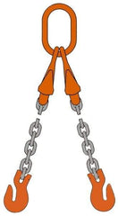Pewag - 5' Long x 10" Wide, 7,500 Lb Basket Capacity, 7,500 Lb Vertical Capacity, Alloy Steel Web Sling - DOG Chain Sling, 9/32" Diam Chain, Self-Colored, with 2 Grab Hooks, Master Link & 2 Shortening Hooks - Exact Tool & Supply