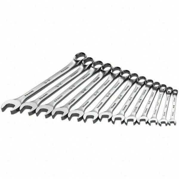SK - 13 Piece, Combination Wrench Set - Metric System of Measurement, Chrome Finish - Exact Tool & Supply