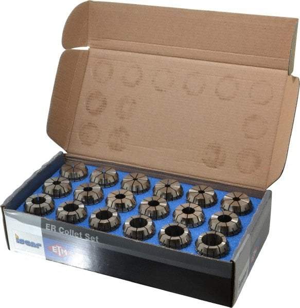 ETM - 18 Piece, 3/32" to 3/4" Capacity, ER Collet Set - Increments of 1mm, Series ER32 - Exact Tool & Supply