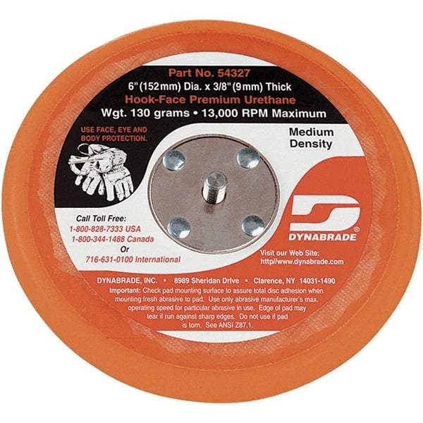 Dynabrade - 6" Diam Hook & Loop Disc Backing Pad - Medium Density, 13,000 RPM - Exact Tool & Supply