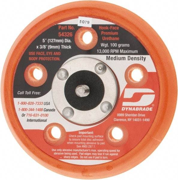 Dynabrade - 5" Diam Hook & Loop Disc Backing Pad - Medium Density, 13,000 RPM - Exact Tool & Supply