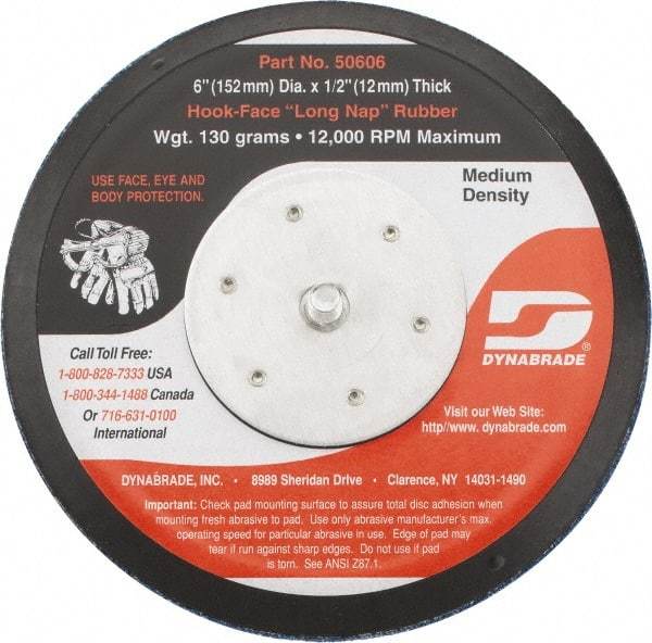Dynabrade - 6" Diam Hook & Loop Disc Backing Pad - Medium Density, 13,000 RPM - Exact Tool & Supply