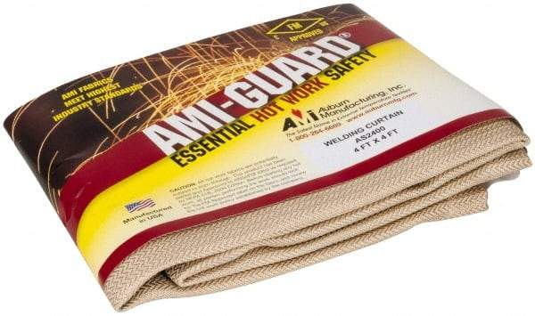 Auburn Mfr - 4' High x 4' Wide x 0.04" Thick Silica Welding Curtain - Tan, Grommet - Exact Tool & Supply