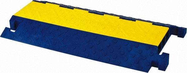 Hubbell Wiring Device-Kellems - 3 Channel, T-Shaped, Drop Over Cable Ramp - 36 Inch Long x 20 Inch Wide x 3.05 Inch High, Yellow and Blue - Exact Tool & Supply