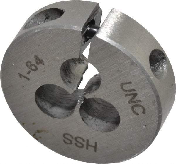 Interstate - #1-64 UNC Thread, 13/16" Outside Diam High Speed Steel Round Die - Right Hand Thread, Adjustable - Exact Tool & Supply
