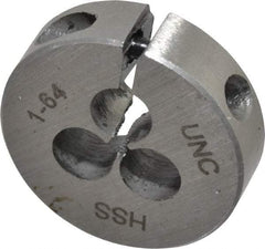 Interstate - #1-64 UNC Thread, 13/16" Outside Diam High Speed Steel Round Die - Right Hand Thread, Adjustable - Exact Tool & Supply