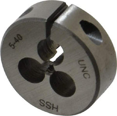 Interstate - #5-40 UNC Thread, 1" Outside Diam High Speed Steel Round Die - Right Hand Thread, Adjustable - Exact Tool & Supply