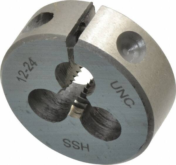 Interstate - #12-24 UNC Thread, 1" Outside Diam High Speed Steel Round Die - Right Hand Thread, Adjustable - Exact Tool & Supply