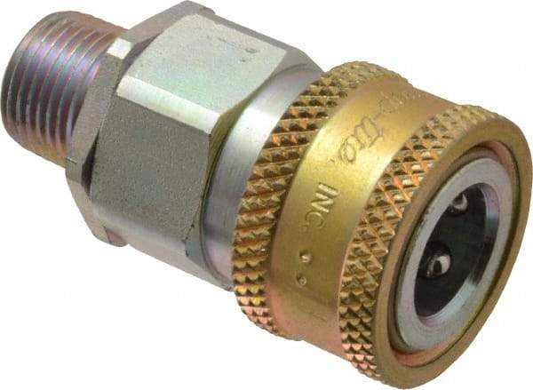 Parker - 3/8 Thread Steel Hydraulic Hose MPT Fitting - 4,500 psi - Exact Tool & Supply