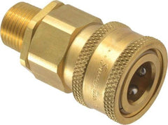 Parker - 3/8 Thread Brass Hydraulic Hose MPT Fitting - 2,250 psi - Exact Tool & Supply
