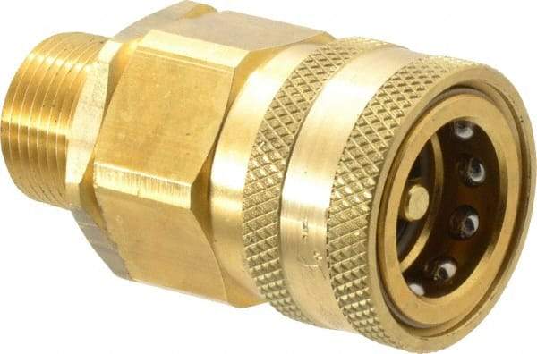 Parker - 3/4 Thread Brass Hydraulic Hose MPT Fitting - 2,000 psi - Exact Tool & Supply