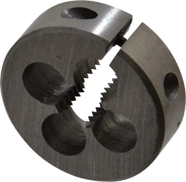 Interstate - 7/16-14 UNC Thread, 1-1/2" Outside Diam High Speed Steel Round Die - Right Hand Thread, Adjustable - Exact Tool & Supply