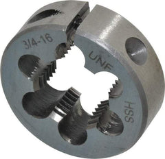 Interstate - 3/4-16 UNF Thread, 1-1/2" Outside Diam High Speed Steel Round Die - Right Hand Thread, Adjustable - Exact Tool & Supply