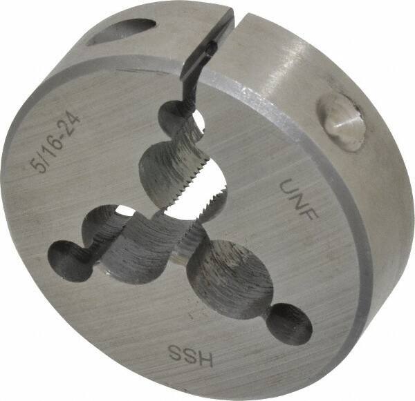 Interstate - 5/16-24 UNF Thread, 2" Outside Diam High Speed Steel Round Die - Right Hand Thread, Adjustable - Exact Tool & Supply