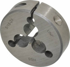 Interstate - 5/16-24 UNF Thread, 2" Outside Diam High Speed Steel Round Die - Right Hand Thread, Adjustable - Exact Tool & Supply