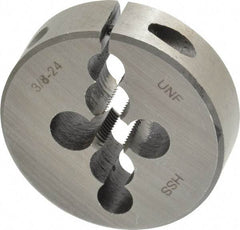 Interstate - 3/8-24 UNF Thread, 2" Outside Diam High Speed Steel Round Die - Right Hand Thread, Adjustable - Exact Tool & Supply