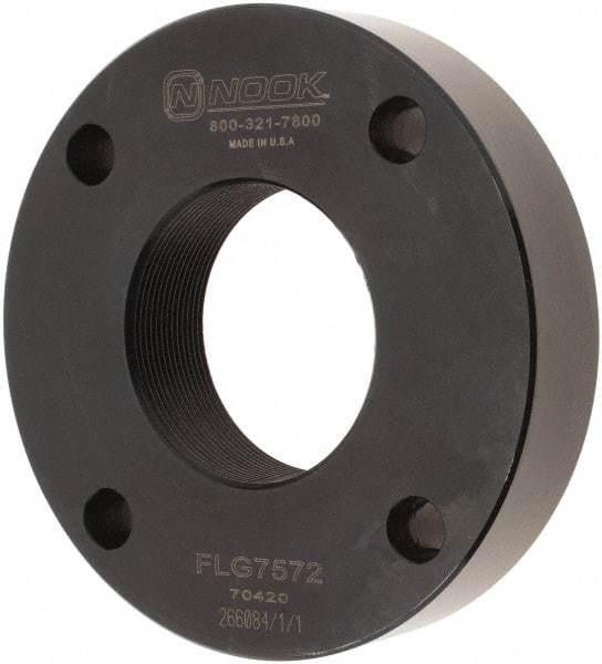 Nook Industries - 4.2" Flange OD x 0.83" Thickness Precision Acme Mounting Flange - For 1-1/4 & 1-1/2" Bars, 4 Mounting Holes, Steel - Exact Tool & Supply