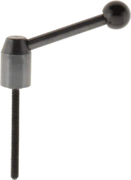 J.W. Winco - M6 x 1.0, 13.5mm Hub Diam, Steel Threaded Stud Adjustable Clamping Handle - 70mm OAL, 33.5mm High - Exact Tool & Supply