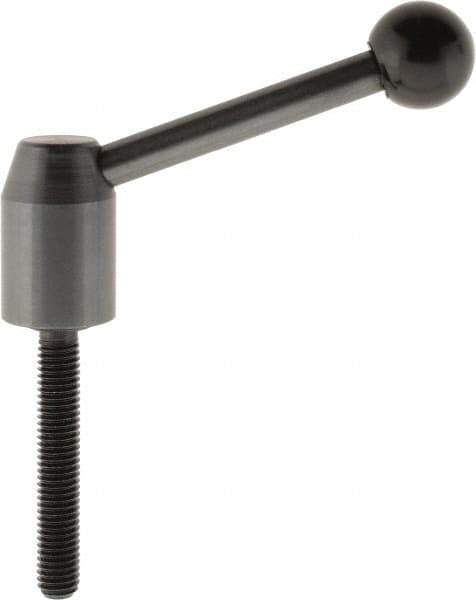 J.W. Winco - M8 x 1.25, 13.5mm Hub Diam, Steel Threaded Stud Adjustable Clamping Handle - 70mm OAL, 33.5mm High - Exact Tool & Supply