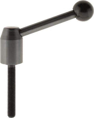 J.W. Winco - M8 x 1.25, 13.5mm Hub Diam, Steel Threaded Stud Adjustable Clamping Handle - 70mm OAL, 33.5mm High - Exact Tool & Supply