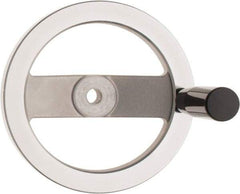 Value Collection - 6.3", 2 Spoke Handwheel with Revolving Handle - 1.42" Hub, Aluminum, Polished Finish - Exact Tool & Supply