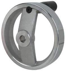Value Collection - 4.92", 2 Spoke Handwheel with Rectractable Handle - 1.22" Hub, Aluminum, Polished Finish - Exact Tool & Supply