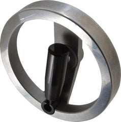 Value Collection - 6.3", 2 Spoke Handwheel with Rectractable Handle - 1.42" Hub, Aluminum, Polished Finish - Exact Tool & Supply