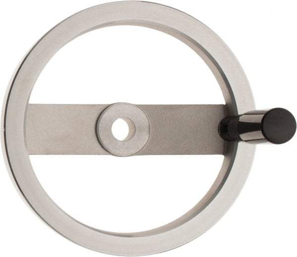 Value Collection - 7.87", 2 Spoke Handwheel with Rectractable Handle - 1.65" Hub, Aluminum, Polished Finish - Exact Tool & Supply