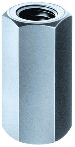 Gibraltar - M16x2.00 Thread, 48mm OAL Steel Standard Coupling Nut - Black Phosphate Coated, 24mm Width Across Flats, 27.7mm Width Across Points - Exact Tool & Supply