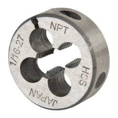 Interstate - 1/16-27 NPT Thread, Round Pipe Die - 1" Outside Diam, High Speed Steel - Exact Tool & Supply