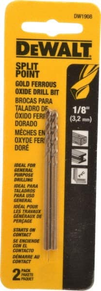 DeWALT - 1/8" Cobalt, 135° Point, Straight Shank Maintenance Drill Bit - Exact Tool & Supply