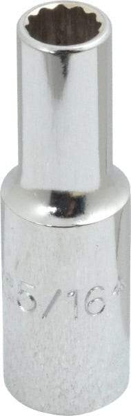 Proto - 5/16", 3/8" Drive, Deep Hand Socket - 12 Points, 2-1/8" OAL, Chrome Finish - Exact Tool & Supply